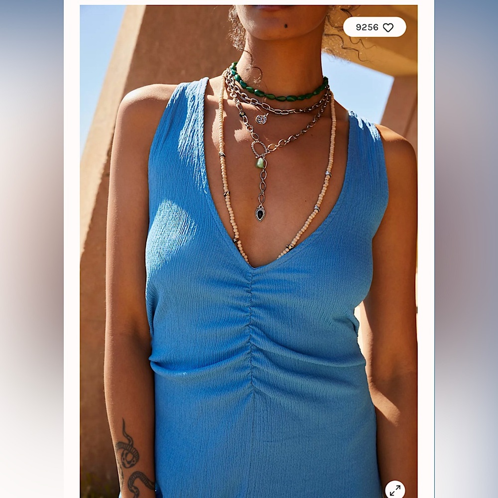 Free People Lyla Midi Dress in Mineral Blue. Size Small. New never worn.